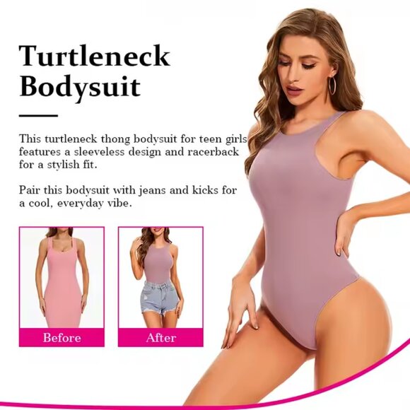 Seamless Purple One Pieces Polyester Bodysuit Sleeveless Compression Body Shaper - Picture 2 of 6